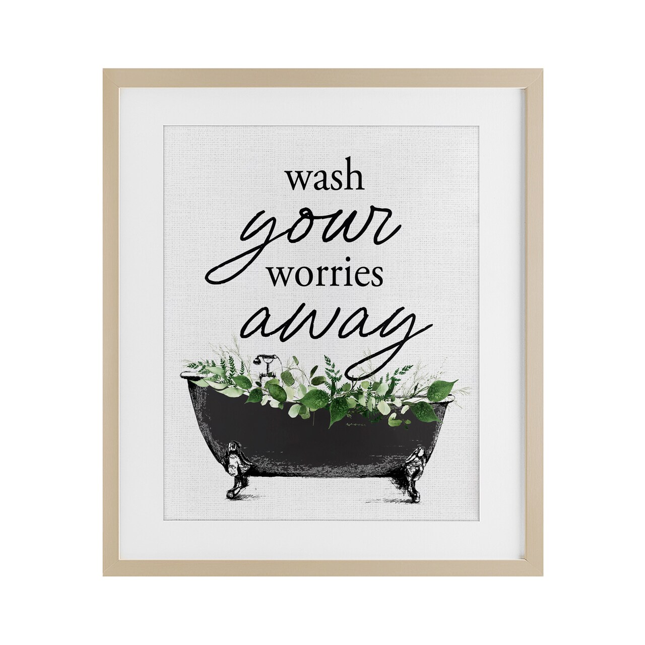 Stupell Industries Wash Worries Away Herbs Framed Print Under Glass, design by Lettered and Lined